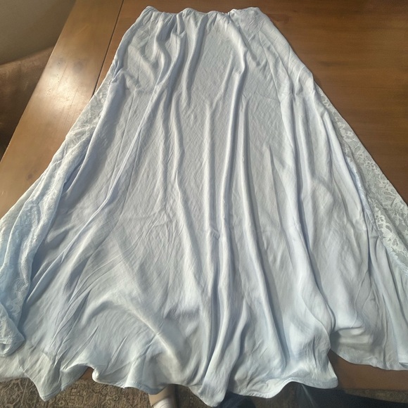 NWT Aerie Blue Satin Maxi Skirt with lace inserts - Picture 8 of 11